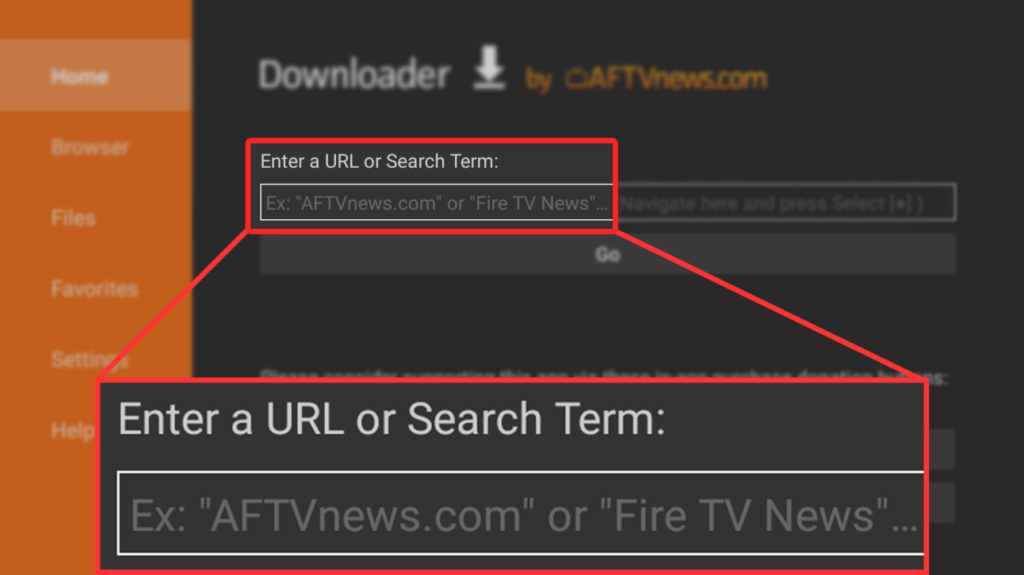 Firestick Downloader app entering IPTV APK URL for installation
IPTV on Firestick